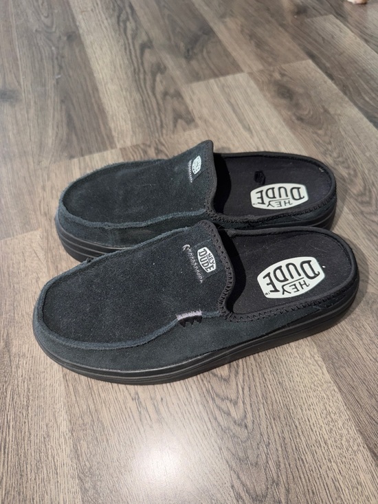 Hey Dude Shoes - Hey Dude Black Suede Slip-On Loafers